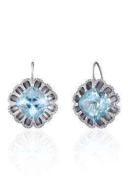 Mindi Mond Floating Aquamarine & Diamond Drop Earrings in White/Diamond/Aquamarine