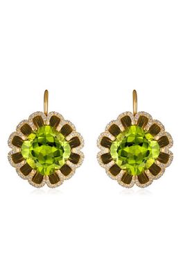 Mindi Mond Floating Peridot & Diamond Drop Earrings in Gold/Peridot/Diamond 