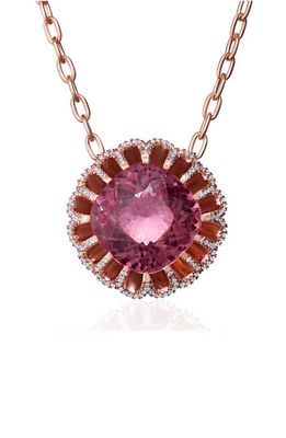 Mindi Mond Floating Pink Tourmaline & Diamond Pendant Necklace in Rose/Diamond/Tourmaline