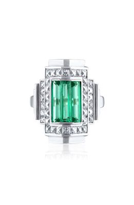 Mindi Mond Icon Colombian Emerald & Diamond Step Ring in Platinum 