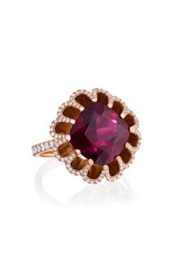 Mindi Mond Imperial Hues Garnet & Diamond Ring in 18K Rose Gold 