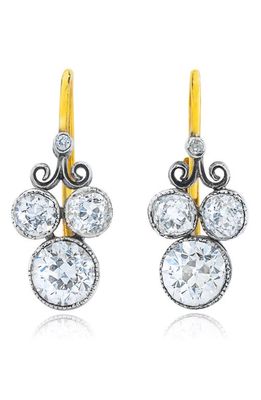 Mindi Mond Old European Diamond Drop Earrings in Silver /14K Yellow Gold