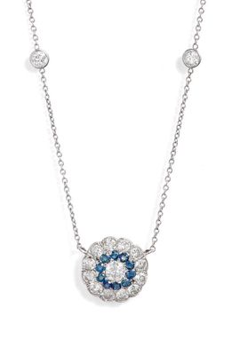 Mindi Mond Reconceived Art Deco Diamond & Sapphire Pendant Necklace in 18K Wg
