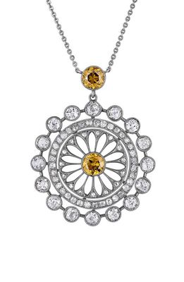 Mindi Mond Reconceived Edwardian Filigree Diamond Pendant Necklace in White Gold/Platinum/Diamond 