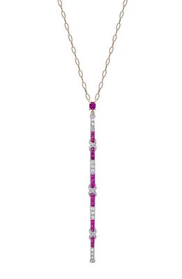 Mindi Mond Ruby & Diamond Crisscross Pendant Necklace in Gold/platinum/diamond/ruby 