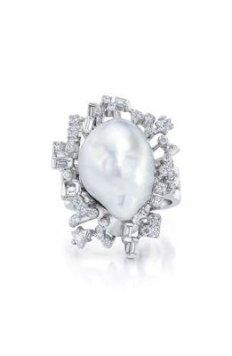 Mindi Mond South Sea Baroque Pearl & Diamond Ring in White Gold/Diamond/Pearl
