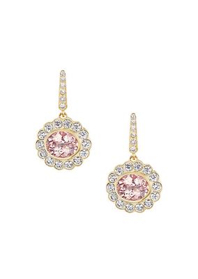 Minerva Alexandra 14K Yellow Gold, Morganite & 2.2 TCW Diamond Drop Earrings