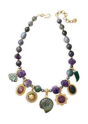 Minerva Antique 24K Gold-Plated & Multi-Gemstone Charm Necklace