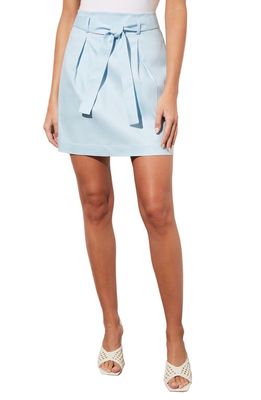 Ming Wang Belted Pleated A-Line Twill Skirt in Haze