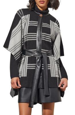 Ming Wang Belted Wrap Jacket in Ivory/Black