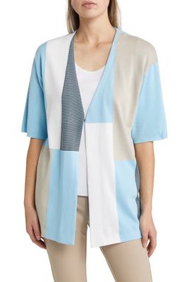 Ming Wang Colorblock Knit Jacket in Ser/Lmst/Bwh
