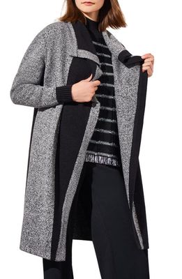 Ming Wang Colorblock Open Front Jacket in Black/Ivory