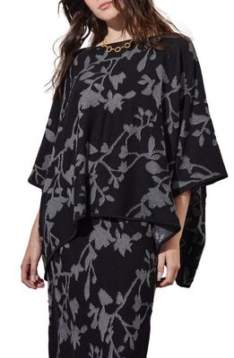 Ming Wang Floral Jacquard Top in Black/White