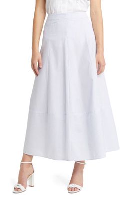 Ming Wang Flounce Striped Maxi Skirt in Serene/White