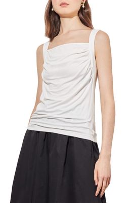 Ming Wang Front Drape Sleeveless Top in White