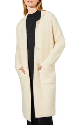 Ming Wang Fuzzy Knit Jacket in Ivory