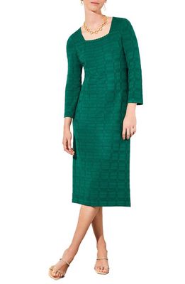 Ming Wang Jacquard Sweater Dress in Jewel Green
