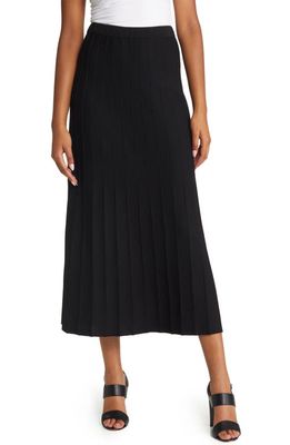Ming Wang Pleated Pull-On Skirt in Black