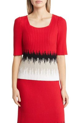 Ming Wang Rib Ombré Tunic in P Red/lm/bwh