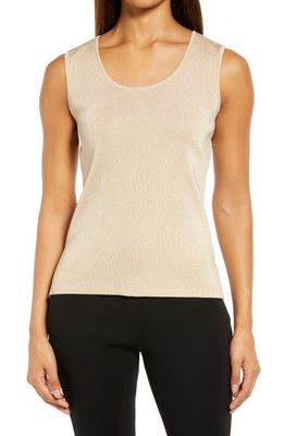 Ming Wang Scoop Neck Knit Tank in Gold