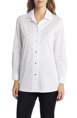 Ming Wang Side Button Relaxed Shirt in White