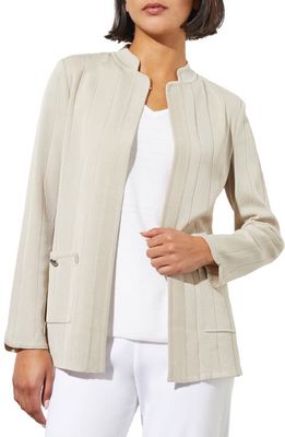 Ming Wang Textured Open Front Knit Jacket in Limestone