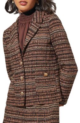 Ming Wang Tweed Blazer in Chestnut/Camel Multi