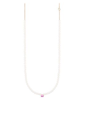Mini 18K Rose Gold, Pearl & Pink Topaz Necklace