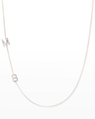 Mini 2-Letter Personalized Necklace, 14k White Gold