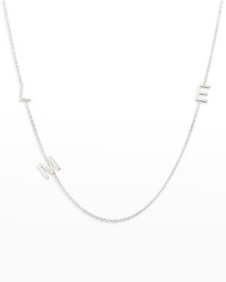 Mini 3-Letter Personalized Necklace, 14k White Gold