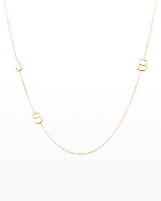 Mini 3-Letter Personalized Necklace, 14k Yellow Gold