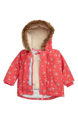 Mini Boden Cosy 3-in-1 Water Resistant Hooded Jacket in Pink Vintage/Posey Pink