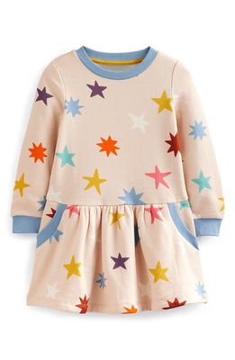 Mini Boden Cosy Star Print Sweatshirt Dress in Sandpiper Multi Star