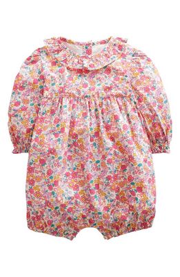Mini Boden Floral Long Sleeve Cotton Bubble Romper in Berry Pink Butterfly