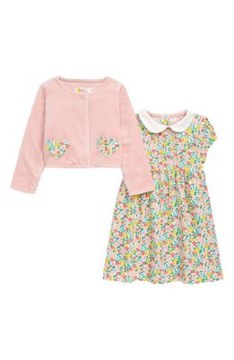Mini Boden Floral Short Sleeve Dress & Jacket Set in Boto Pink Spring Floral