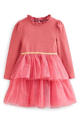 Mini Boden Jersey Tulle Ruffle Party Dress in Blush Pink