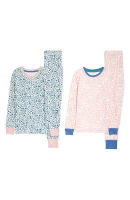 Mini Boden Kids' Assorted 2-Pack Fitted Two-Piece Cotton Pajamas in Ivory Ditsy Floral/Boto Pink