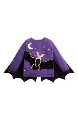 Mini Boden Kids' Bat Wing Glow in the Dark Appliqué T-Shirt in Bijou Purple Bat