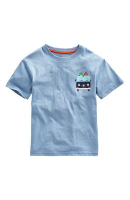 Mini Boden Kids' Beach Van Cotton Graphic T-Shirt in Pebble Blue