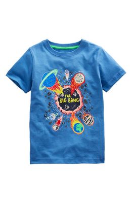 Mini Boden Kids' Big Bang Glow in the Dark Cotton Graphic T-Shirt in Delft Blue Space