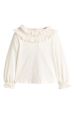 Mini Boden Kids' Broderie Anglaise Cotton Blouse in Ivory