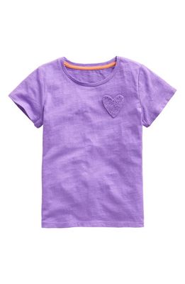 Mini Boden Kids' Broderie Pocket T-Shirt in Aster Purple