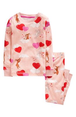 Mini Boden Kids' Bunnies Fitted Two-Piece Cotton Pajamas in Ballet Pink Bunnies