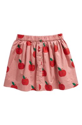 Mini Boden Kids' Button Front Cotton Skirt in Almond Pink Apples