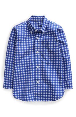 Mini Boden Kids' Check Long Sleeve Cotton Button-Down Shirt in Ivory /Blue Gingham