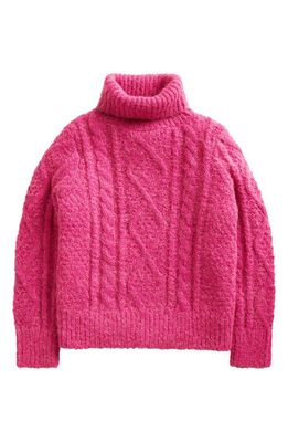 Mini Boden Kid's Chunky Cable Knit Sweater in Shocking Pink Cable