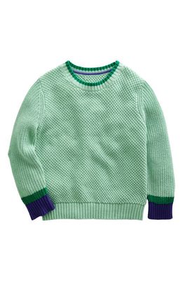 Mini Boden Kids' Chunky Cotton Sweater in Opal Green