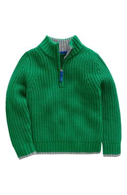 Mini Boden Kids' Chunky Half-Zip Wool-Blend Sweater in Deep Green