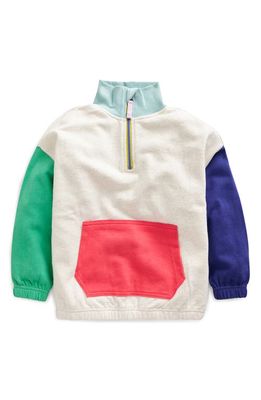 Mini Boden Kids' Colorblock Half Zip Sweatshirt in Oatmeal Marl