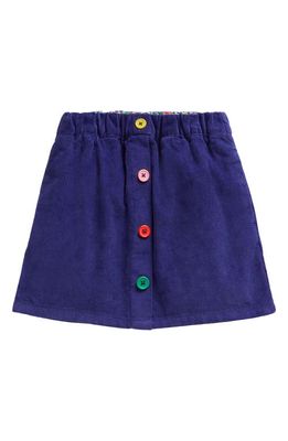Mini Boden Kids' Cotton Corduroy Button-Up Skirt in Starboard Blue